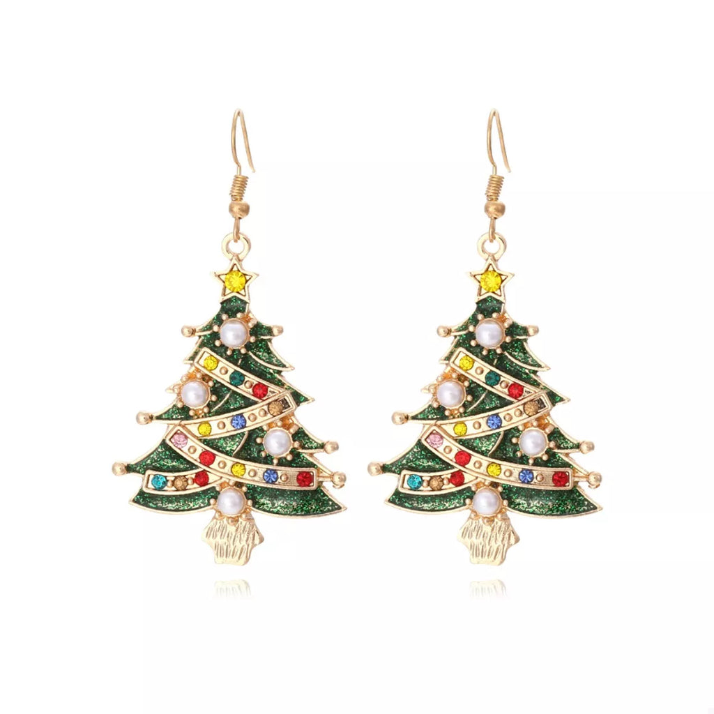 Christmas Tree Dangle Earrings - Holiday Jewelry