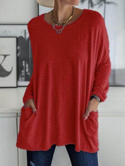 Full Size Round Neck Long Sleeve T-Shirt for Women