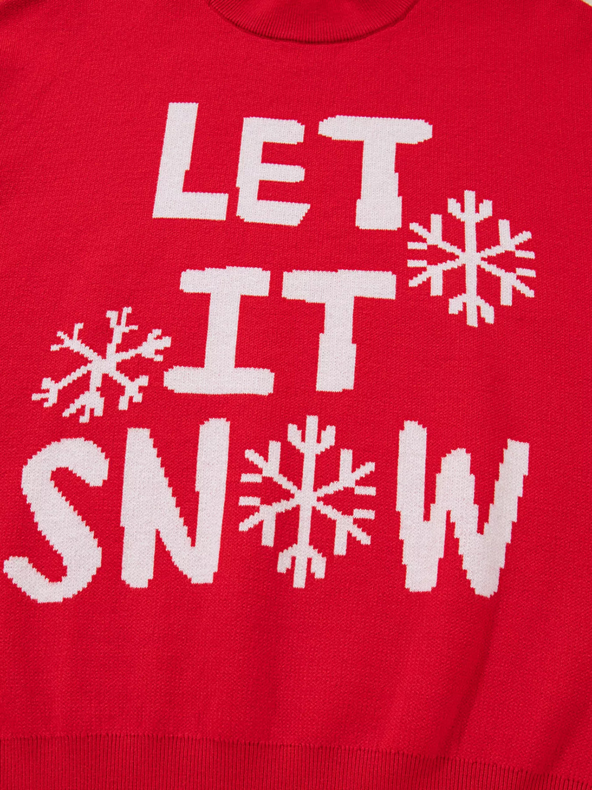 "Let It Snow" Christmas Loose Sweater — Cozy Holiday Pullover