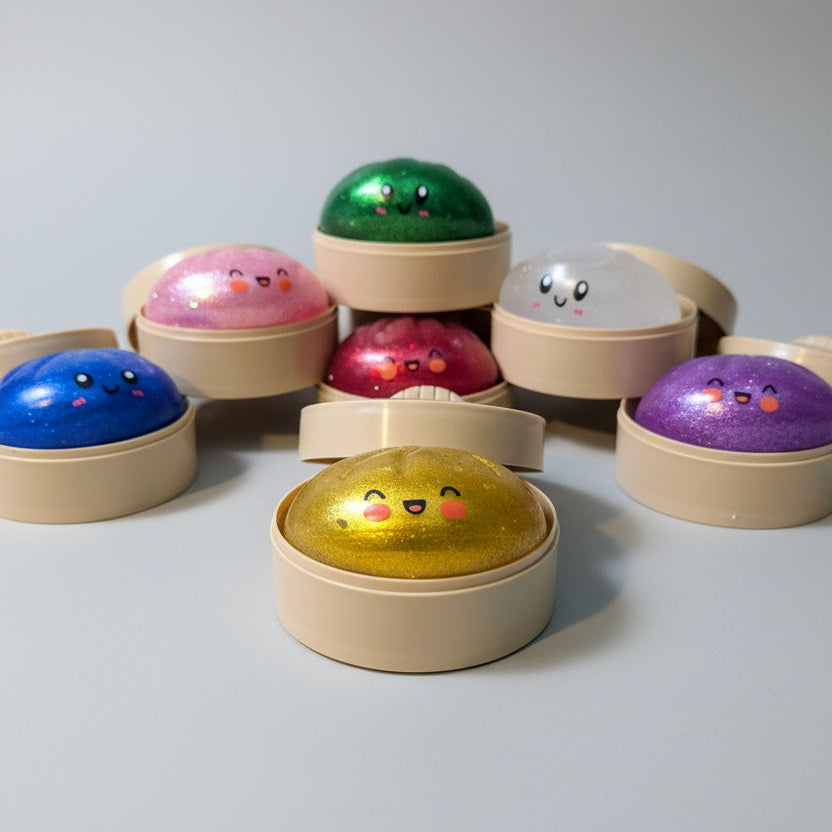 Glitter squishy mystery dumpling toy