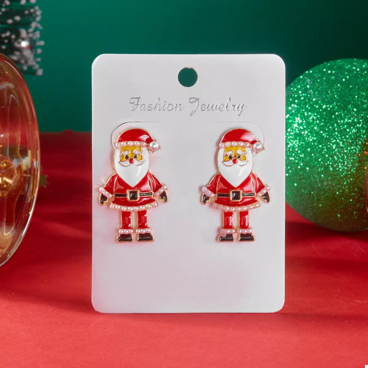 Christmas Santa Claus Stud Earrings - Holiday Jewelry