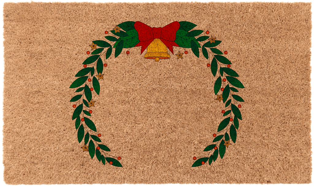 Christmas Wreath Monogram Doormat - Personalized Festive Welcome Mat