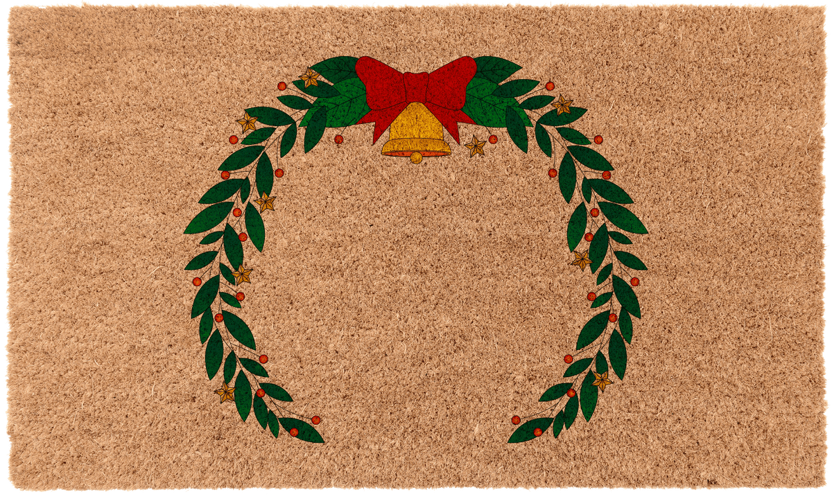 Christmas Wreath Monogram Doormat - Personalized Festive Welcome Mat