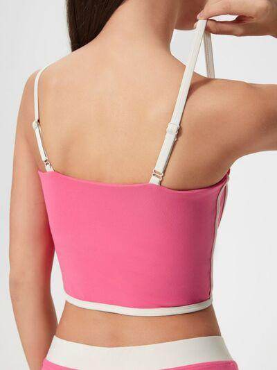 Millennia Contrast Trim Square Neck Active Cami with Pads