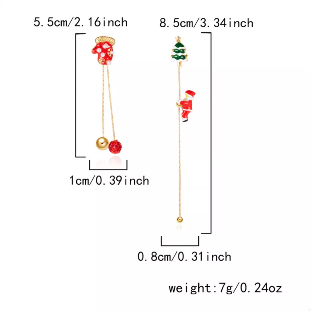 Christmas Santa Drop Earrings - Holiday Jewelry