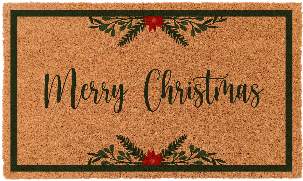 Merry Christmas Border Doormat - Festive Holiday Welcome Mat