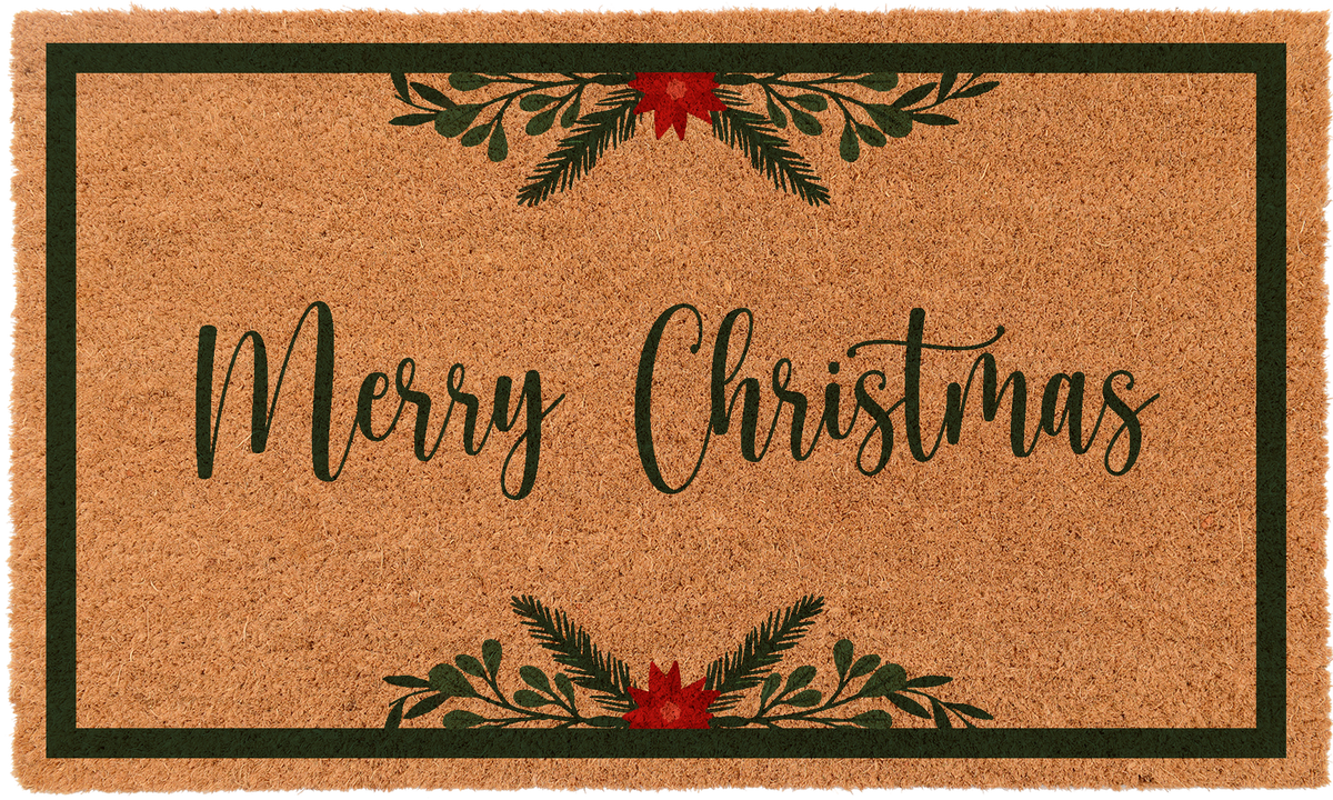 Merry Christmas Border Doormat - Festive Holiday Welcome Mat