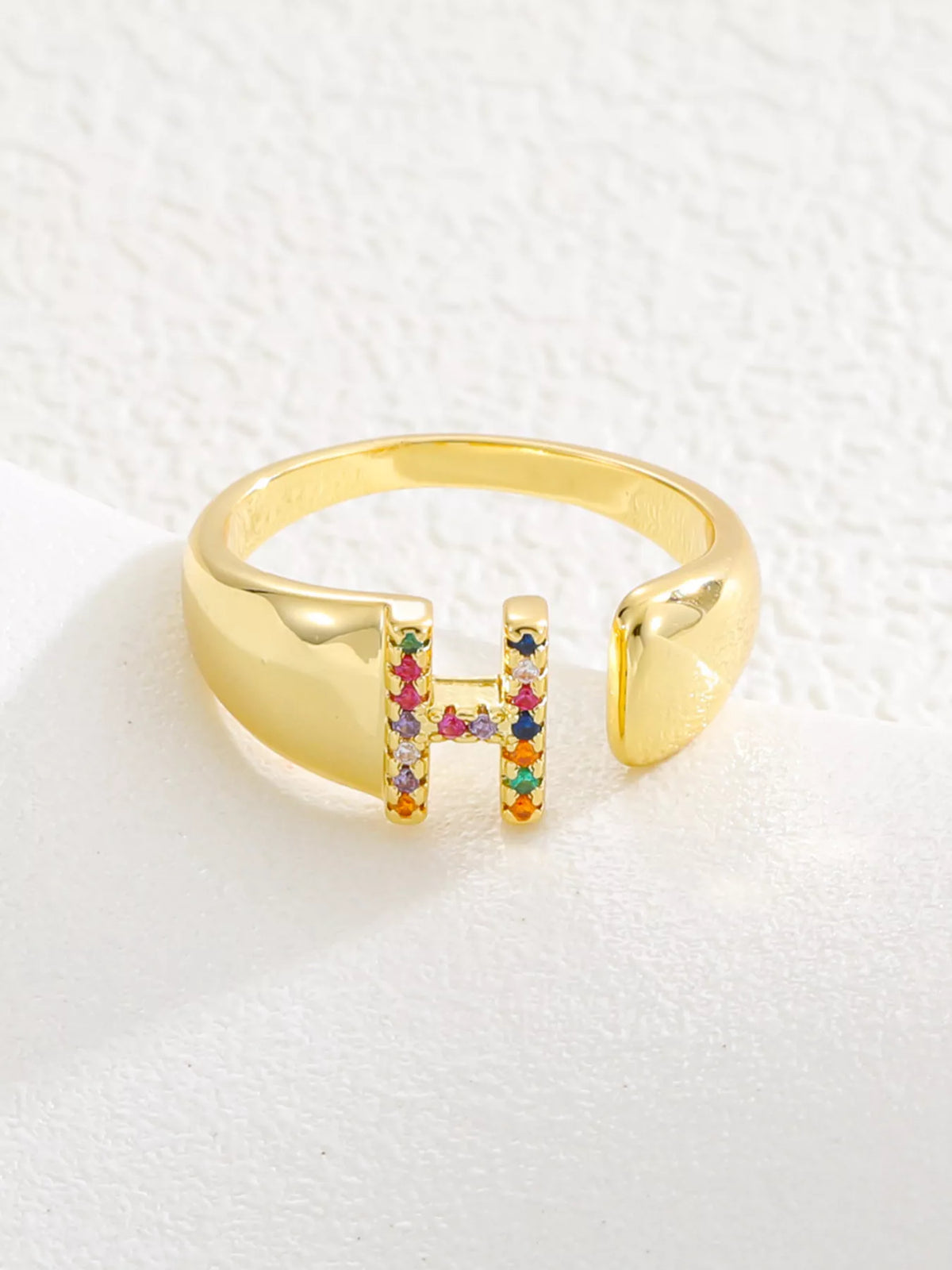 18K Gold-Plated Zircon Letter Ring