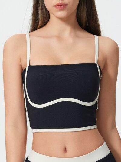 Millennia Contrast Trim Square Neck Active Cami with Pads