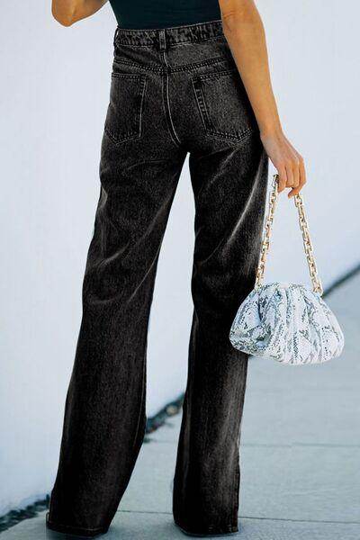 Stylish Side Slit Jeans with Pockets for Trendy Look