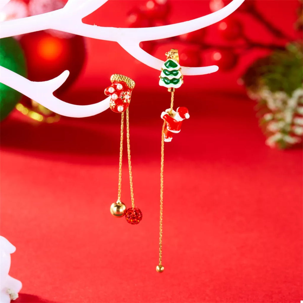 Christmas Santa Drop Earrings - Holiday Jewelry