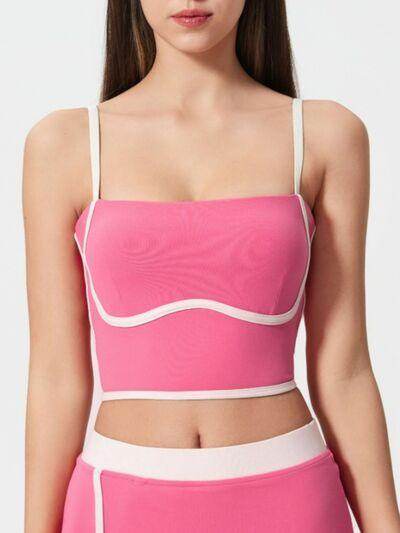 Millennia Contrast Trim Square Neck Active Cami with Pads