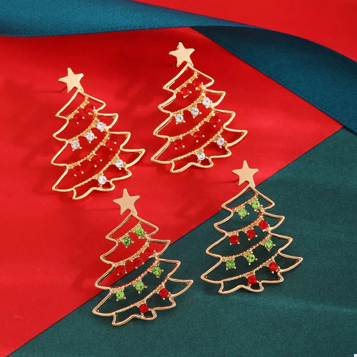 18K Gold-Plated Christmas Tree Earrings - Holiday Jewelry