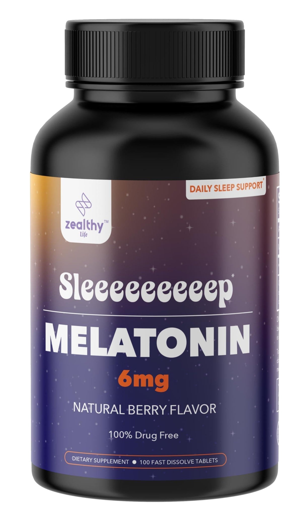 Melatonin 6mg Fast Dissolve Tablets Natural Berry Flavor 100 Count Extra Strength Sleep Support for Adults Non Habit Forming 100 Day Supply
