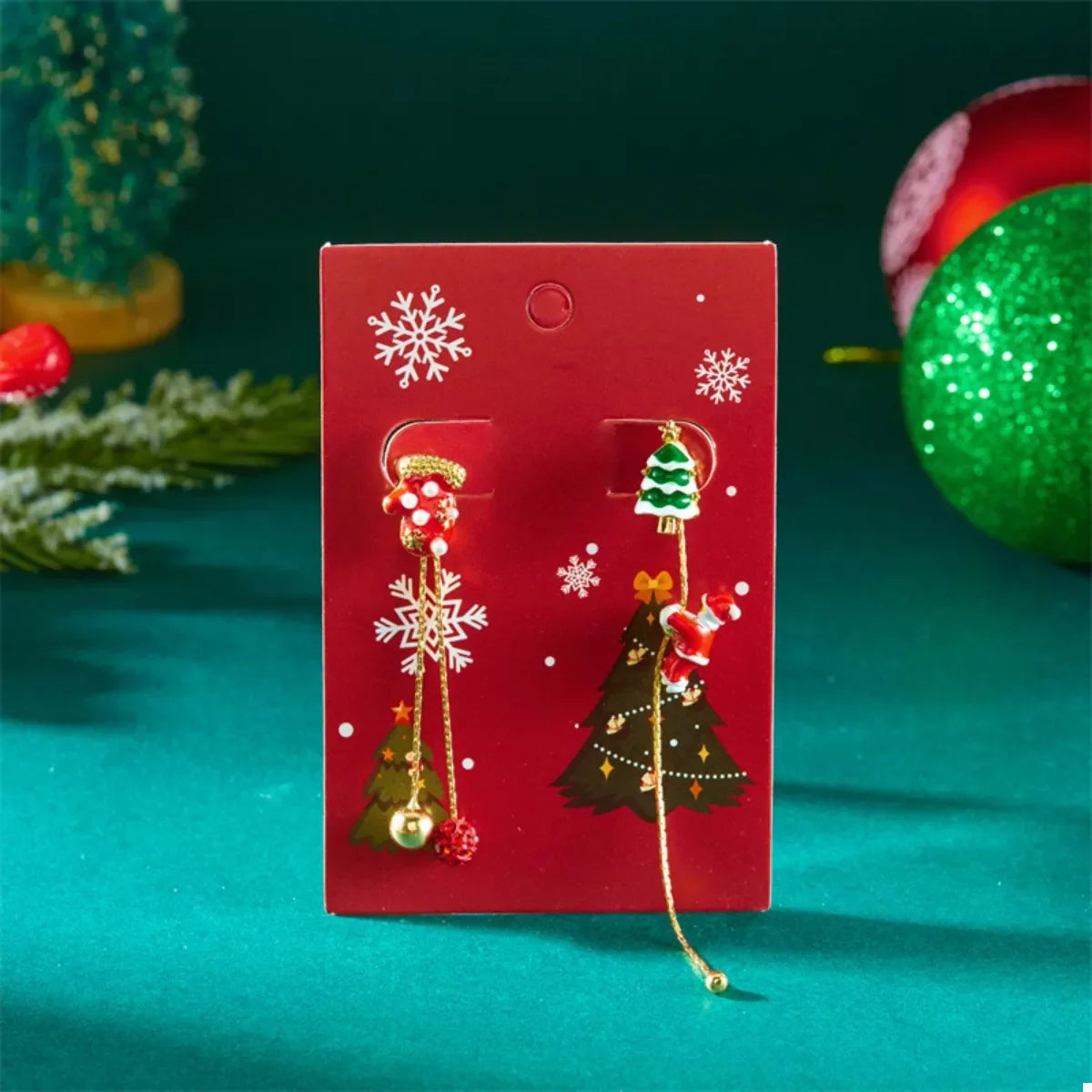 Christmas Santa Drop Earrings - Holiday Jewelry