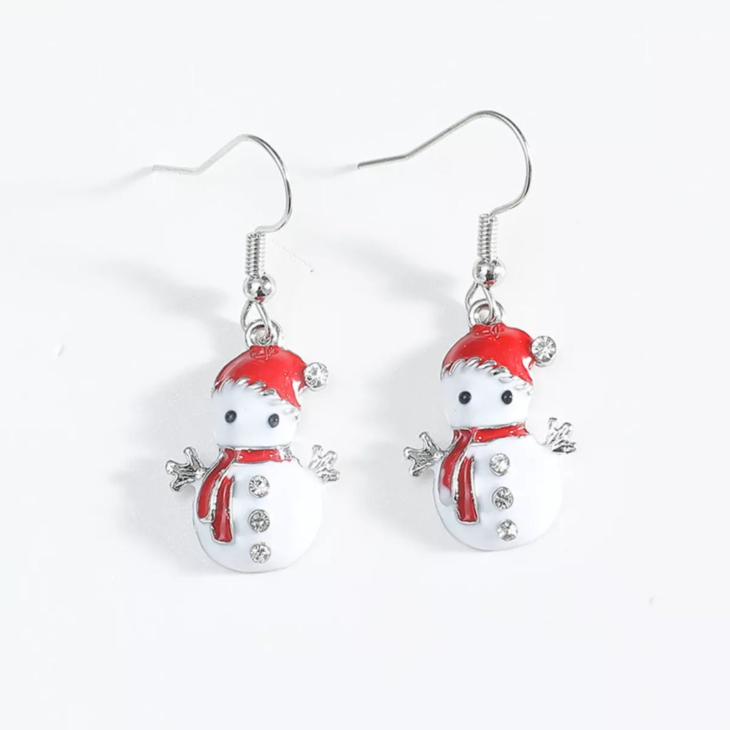 Christmas Snowman Drop Earrings — Festive Holiday Jewelry