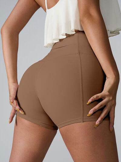 High Waist Active Shorts with Pockets for Women