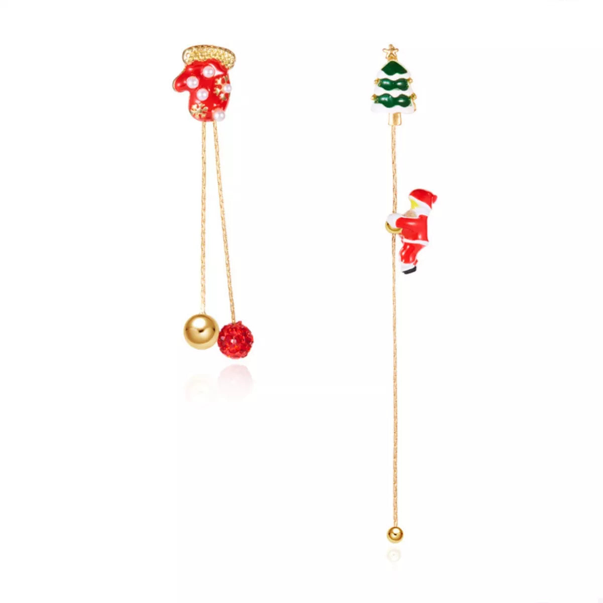 Christmas Santa Drop Earrings - Holiday Jewelry