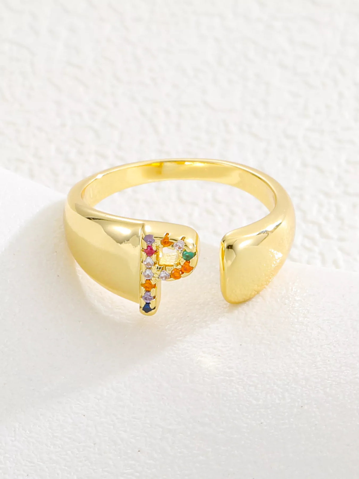18K Gold-Plated Zircon Letter Ring