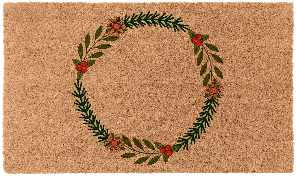 Festive Fir Monogram Doormat - Personalized Christmas Welcome Mat