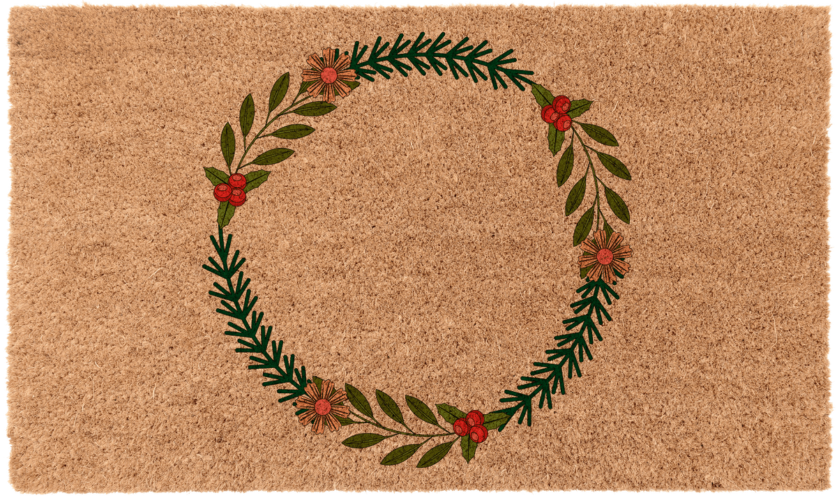 Festive Fir Monogram Doormat - Personalized Christmas Welcome Mat