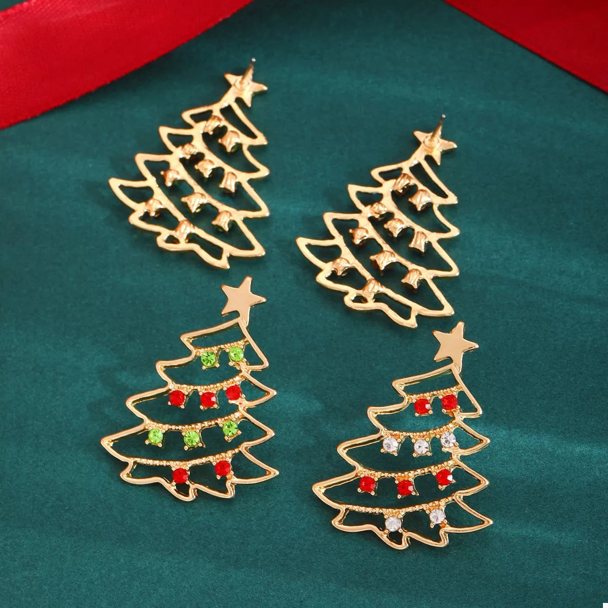 18K Gold-Plated Christmas Tree Earrings - Holiday Jewelry