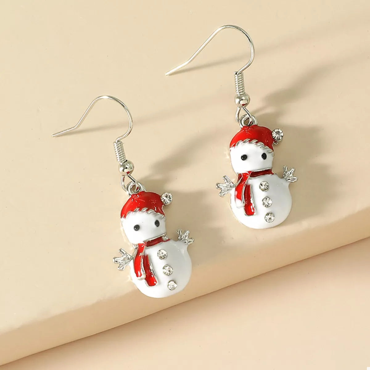 Christmas Snowman Drop Earrings — Festive Holiday Jewelry