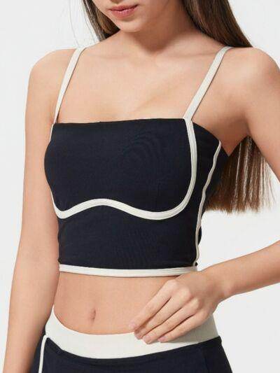 Millennia Contrast Trim Square Neck Active Cami with Pads