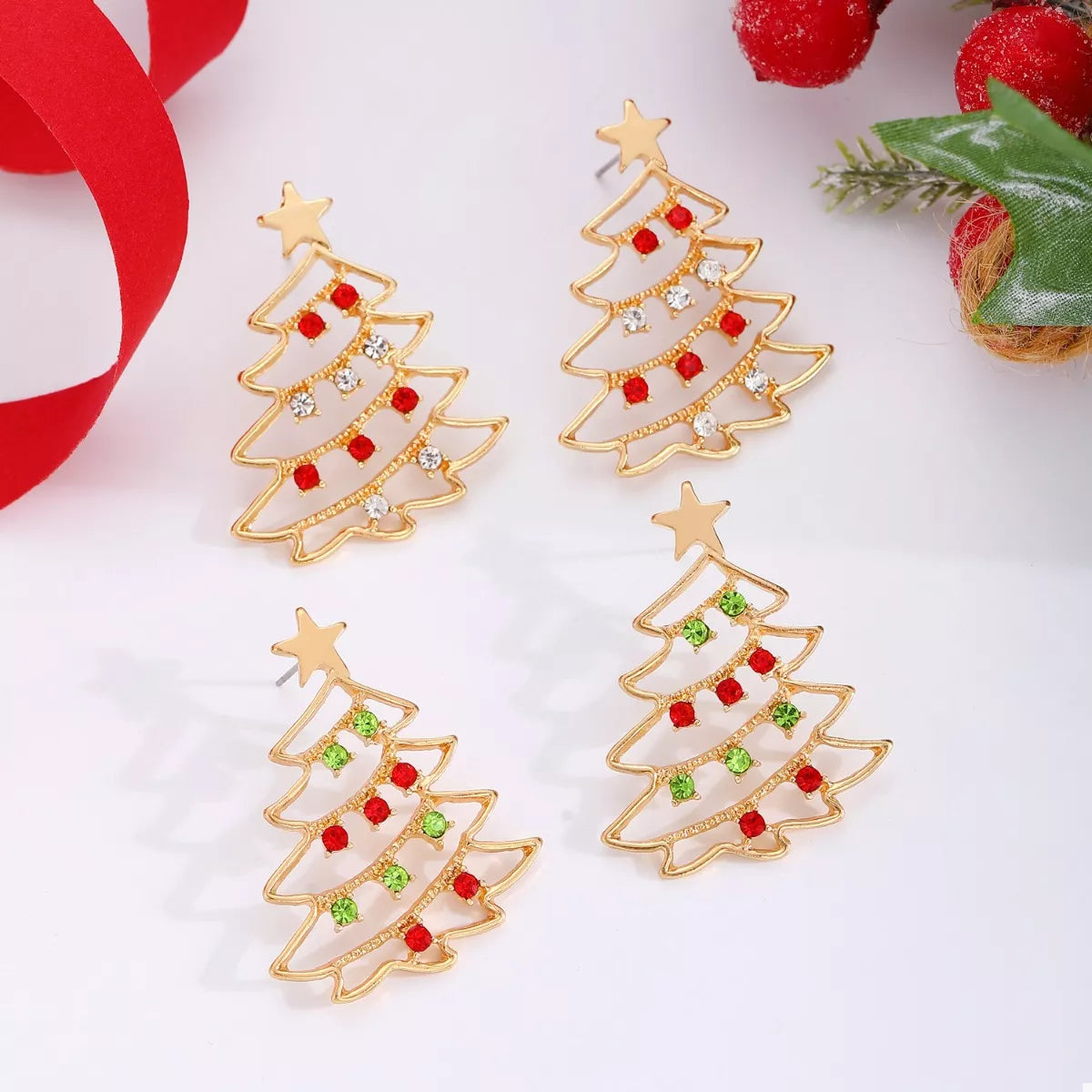 18K Gold-Plated Christmas Tree Earrings - Holiday Jewelry