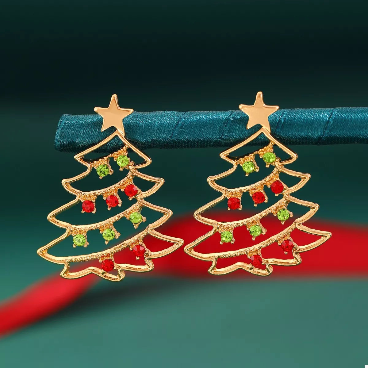 18K Gold-Plated Christmas Tree Earrings - Holiday Jewelry