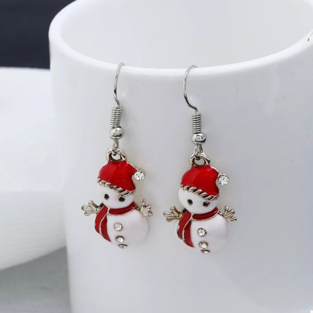 Christmas Snowman Drop Earrings — Festive Holiday Jewelry