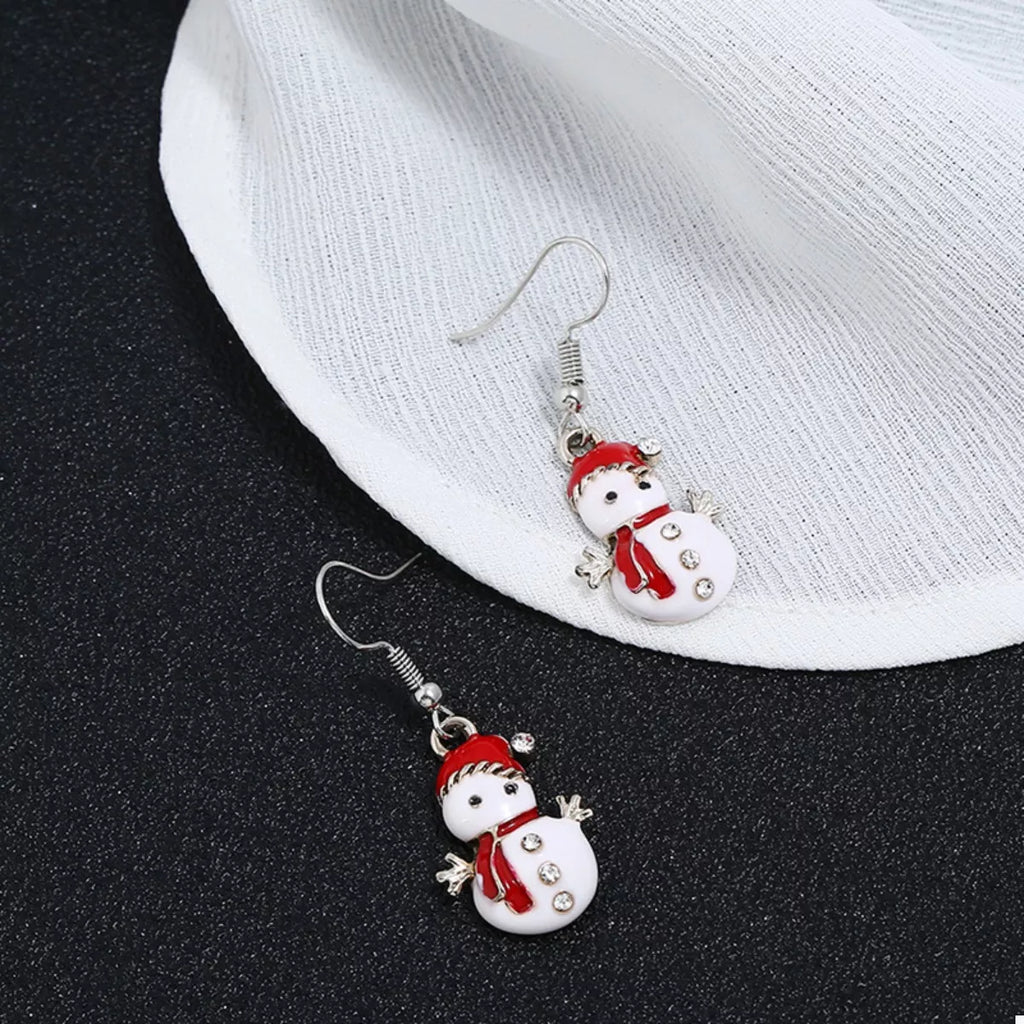 Christmas Snowman Drop Earrings — Festive Holiday Jewelry