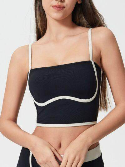 Millennia Contrast Trim Square Neck Active Cami with Pads