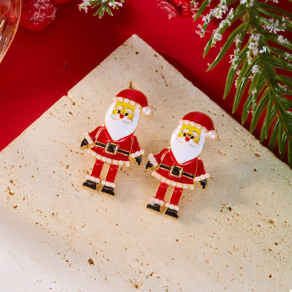 Christmas Santa Claus Stud Earrings - Holiday Jewelry