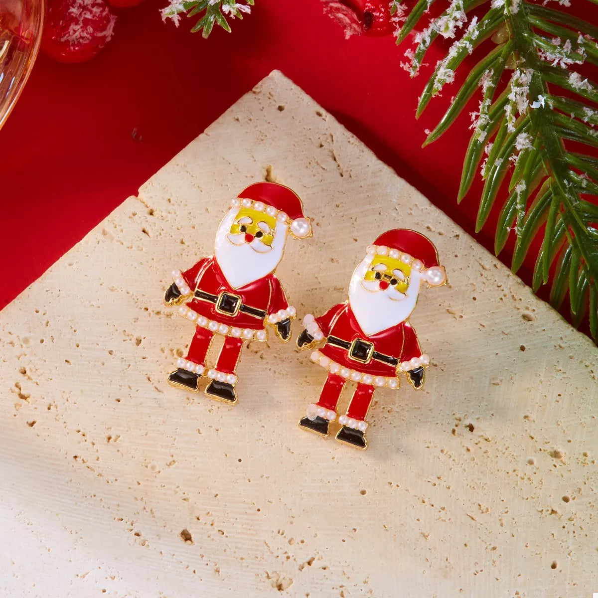 Christmas Santa Claus Stud Earrings - Holiday Jewelry