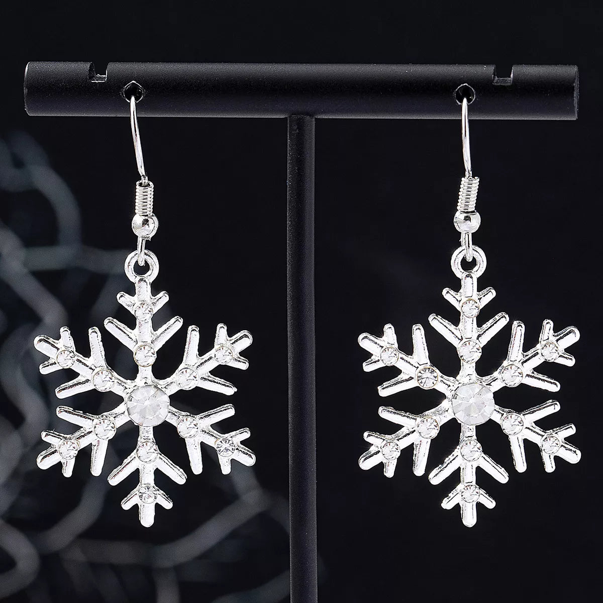 Christmas Snowflake Dangle Earrings - Holiday Jewelry