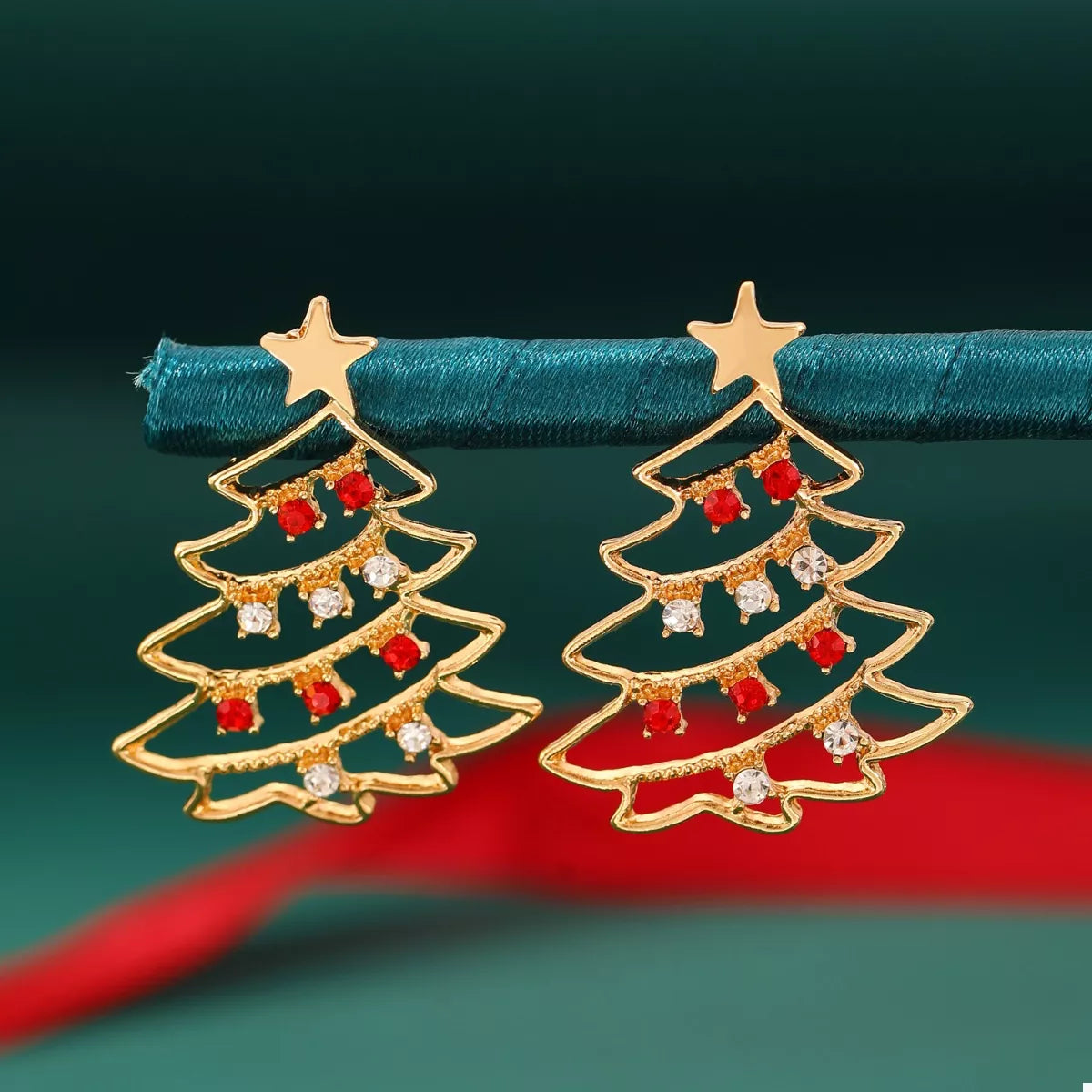 18K Gold-Plated Christmas Tree Earrings - Holiday Jewelry
