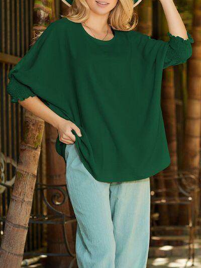 Round Neck Three-Quarter Sleeve Blouse for Women Fashion