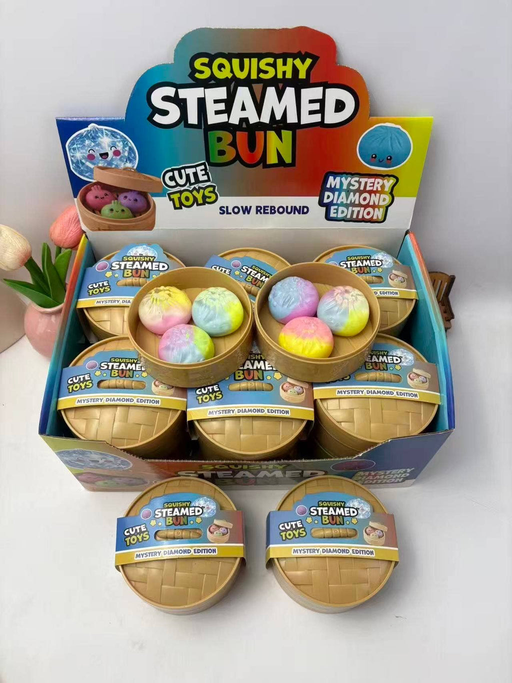3-in-1 mini rainbow dumpling squishy toy