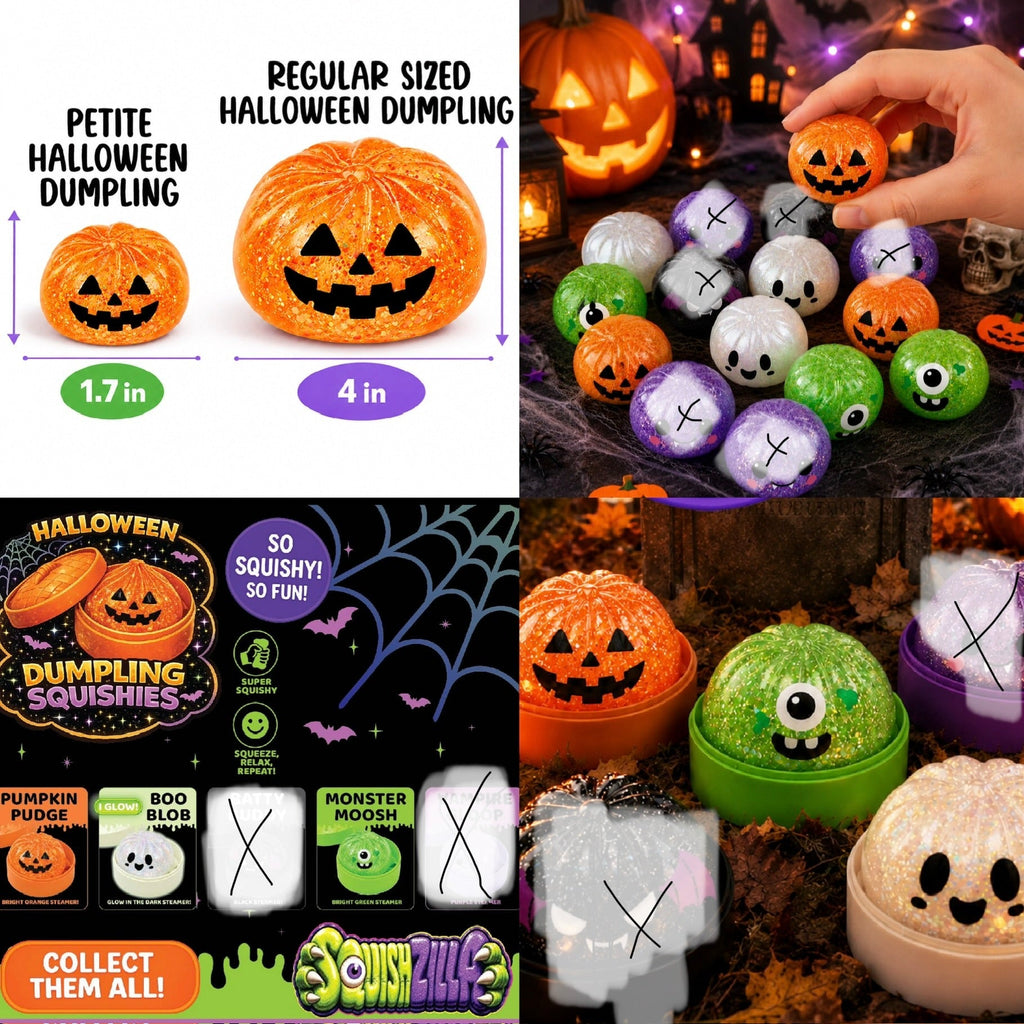 Spooky Halloween Squishy Dumpling Toy – Mini Kawaii Stress Relief Squeeze Toy