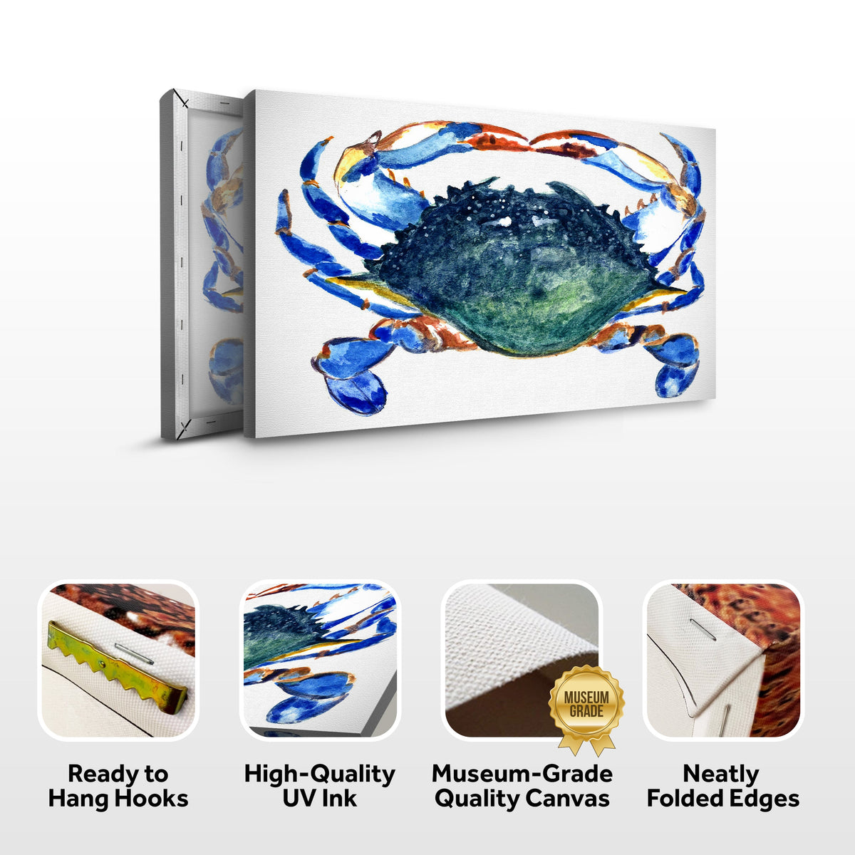 Crab Art Watercolor Canvas Wall Art