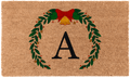Christmas Wreath Monogram Doormat - Personalized Festive Welcome Mat