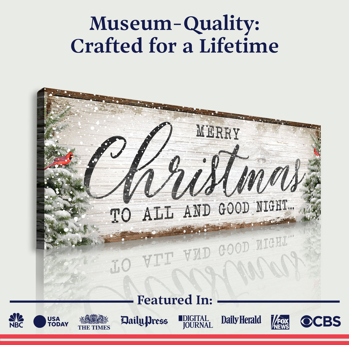 Merry Christmas To All And Goodnight Sign — Classic Rustic Holiday Canvas