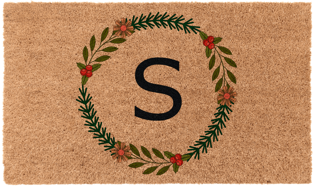 Festive Fir Monogram Doormat - Personalized Christmas Welcome Mat