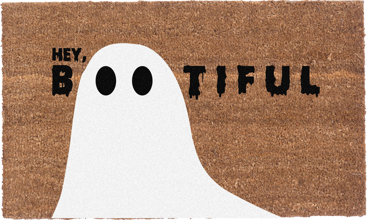 Hey Bootiful Coir Doormat — Punny Halloween Welcome Mat