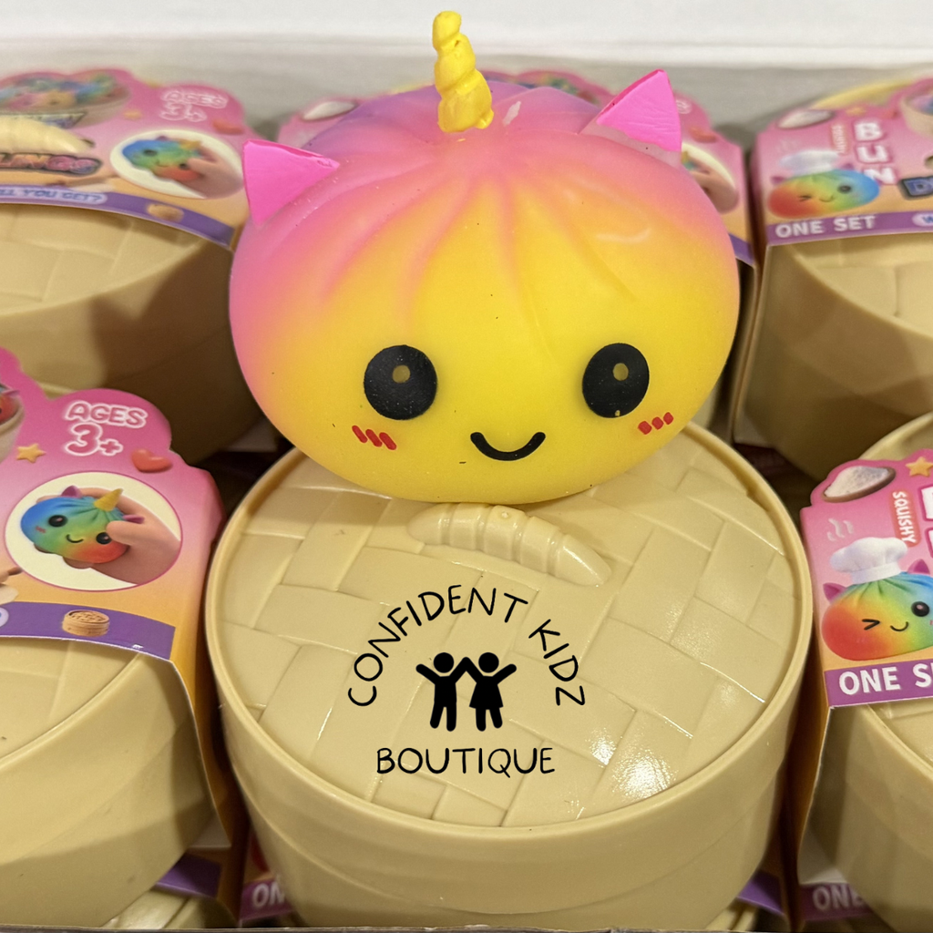 Rainbow unicorn dumpling squishy toy