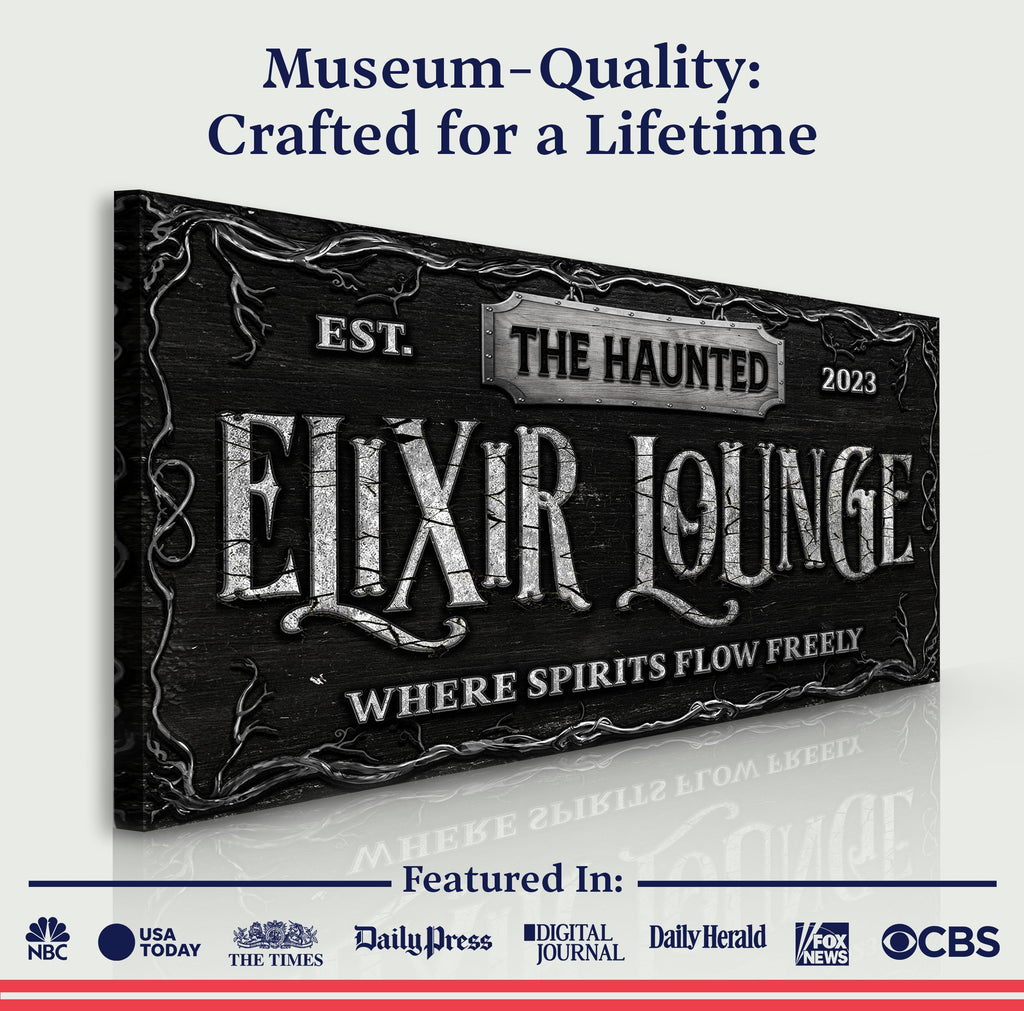 The Haunted Elixir Lounge Halloween Bar Sign
