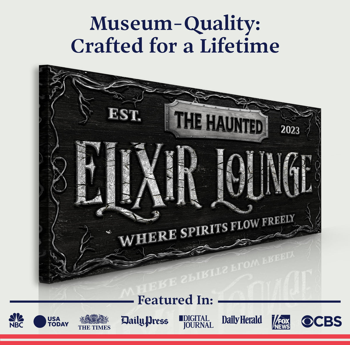 The Haunted Elixir Lounge Halloween Bar Sign