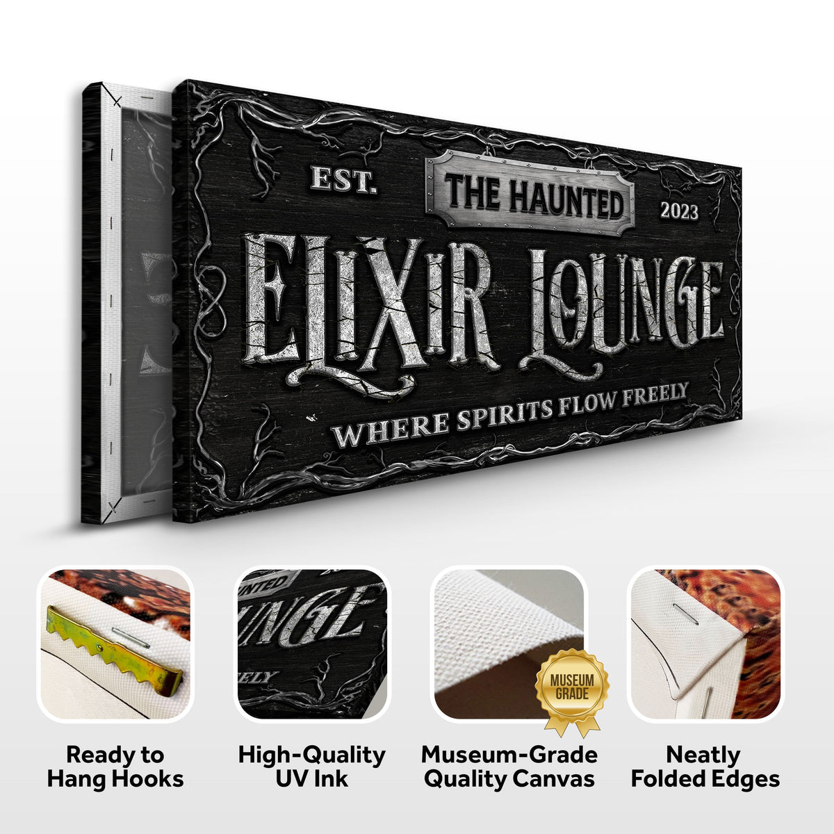 The Haunted Elixir Lounge Halloween Bar Sign