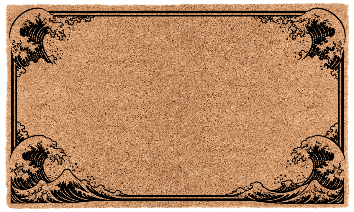 Kanagawa Wave Border Personalized Coir Mat